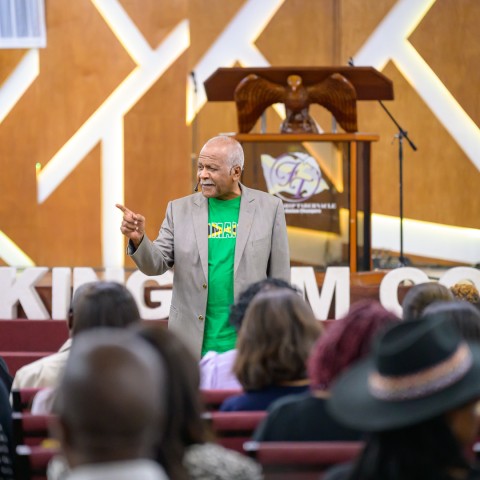 Al Miller, Senior Pastor at Fellowship Tabernacle, addresses the congregation during the annual Reggae Month Church Service on Sunday, February 1, 2026, at Fellowship Tabernacle in Kingston. The event was organised by the Ministry of Culture, Gender, Entertainment and Sport through its agency, the Jamaica Cultural Development Commission (JCDC).