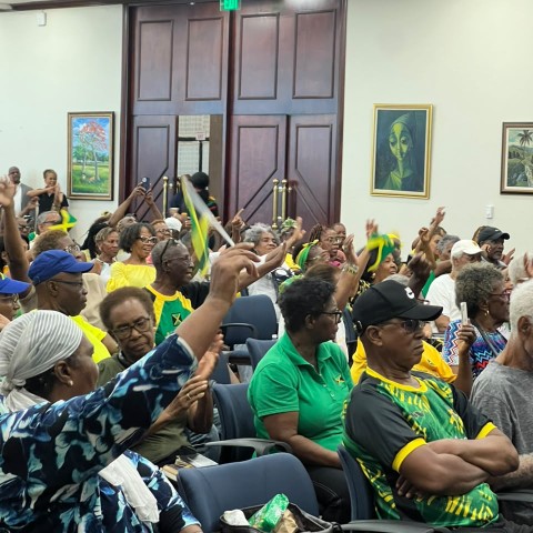 Audience members cheer on the 2026 Jamaica Festival Song finalists during the Bank of Jamaica (BOJ) Lunch Hour Concert on Thursday, June 26.