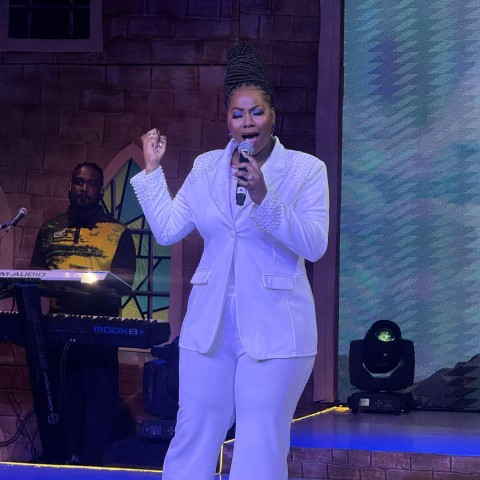 Chantal Smalling Stephenson ministers during a performance in this season's Jamaica Gospel Star Competition.	